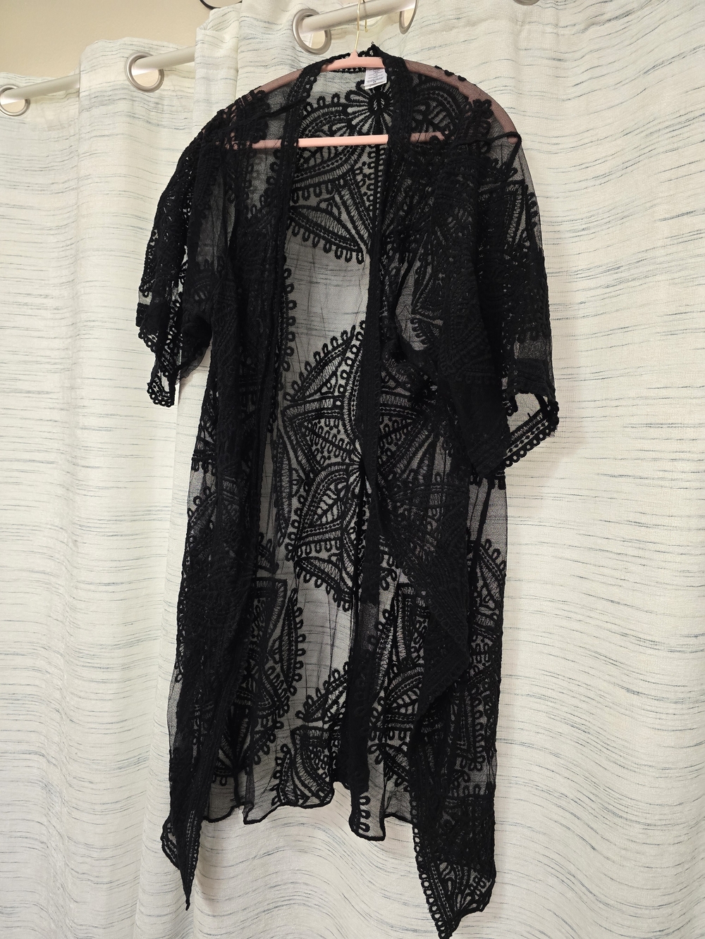 Black Lace Sheer Kimono Cover-Up